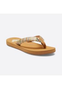 Japonki damskie Roxy Porto Raffia. Okazja: na plażę. Kolor: beżowy. Materiał: syntetyk, poliester, kauczuk, bawełna. Styl: sportowy