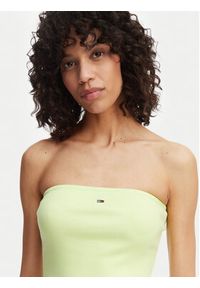 Tommy Jeans Top DW0DW22263 Zielony jasny Slim Fit. Kolor: zielony. Materiał: bawełna #2