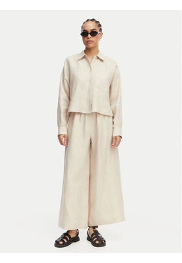 Weekend Max Mara Kuloty Felino 2615131042 Kremowy Relaxed Fit. Kolor: kremowy. Materiał: len