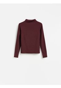Reserved - Longsleeve z modalem - bordowy. Kolor: czerwony. Materiał: bawełna, dzianina. Długość rękawa: długi rękaw