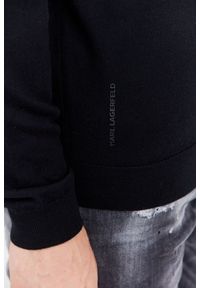 Karl Lagerfeld - KARL LAGERFELD Czarny sweter męski z wełny merino, Rozmiar S. Typ kołnierza: dekolt w karo. Kolor: czarny. Materiał: wełna #4