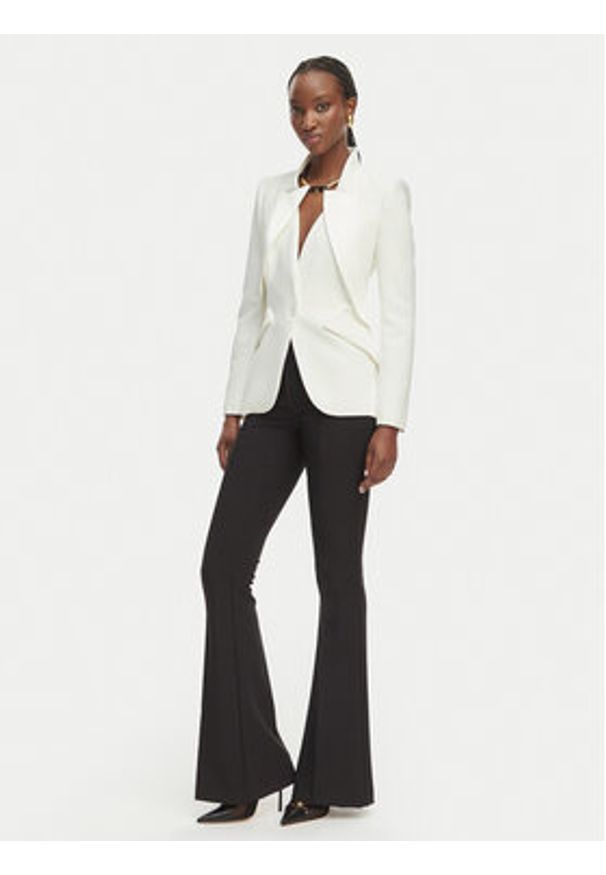 Elisabetta Franchi Marynarka GI-192-61E2-V490 Biały Regular Fit. Kolor: biały. Materiał: syntetyk