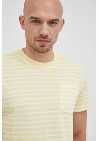 Pepe Jeans t-shirt męski kolor żółty wzorzysty. Kolor: żółty. Materiał: włókno, dzianina