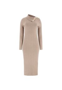Guess Sukienka dzianinowa W6RK01 Z2YJ2 Beżowy Regular Fit. Kolor: beżowy. Materiał: wiskoza #4