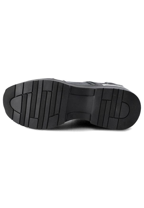 CheBello - Czarne Sneakersy Damskie Chebello Stylowe Półbuty. Kolor: czarny. Materiał: lakier, skóra. Szerokość cholewki: normalna. Obcas: na koturnie. Styl: elegancki