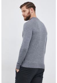 Calvin Klein Sweter wełniany męski kolor szary. Okazja: na co dzień. Kolor: szary. Materiał: wełna. Długość rękawa: raglanowy rękaw. Styl: casual #5