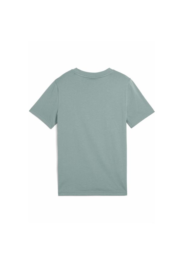 Puma - Młodzieżowa koszulka ESS z logo No. 1 PUMA Green Moon. Kolor: zielony. Materiał: guma. Wzór: nadruk
