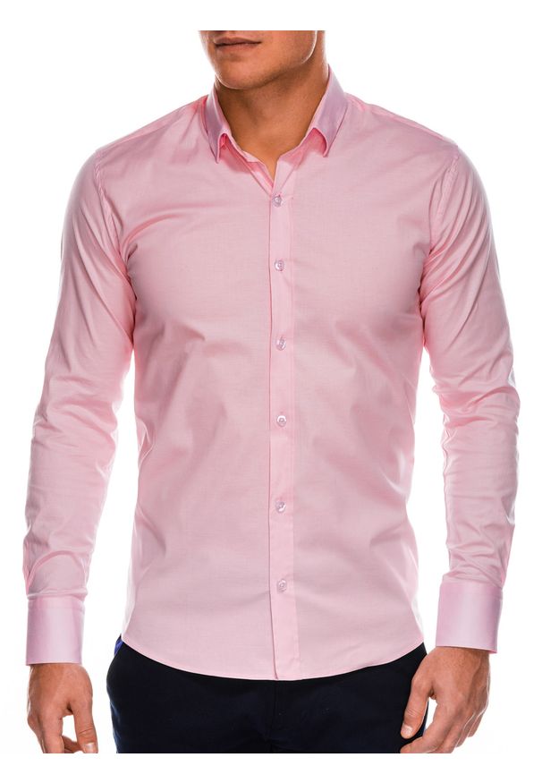 Różowa koszula Ombre Clothing długa, z długim rękawem