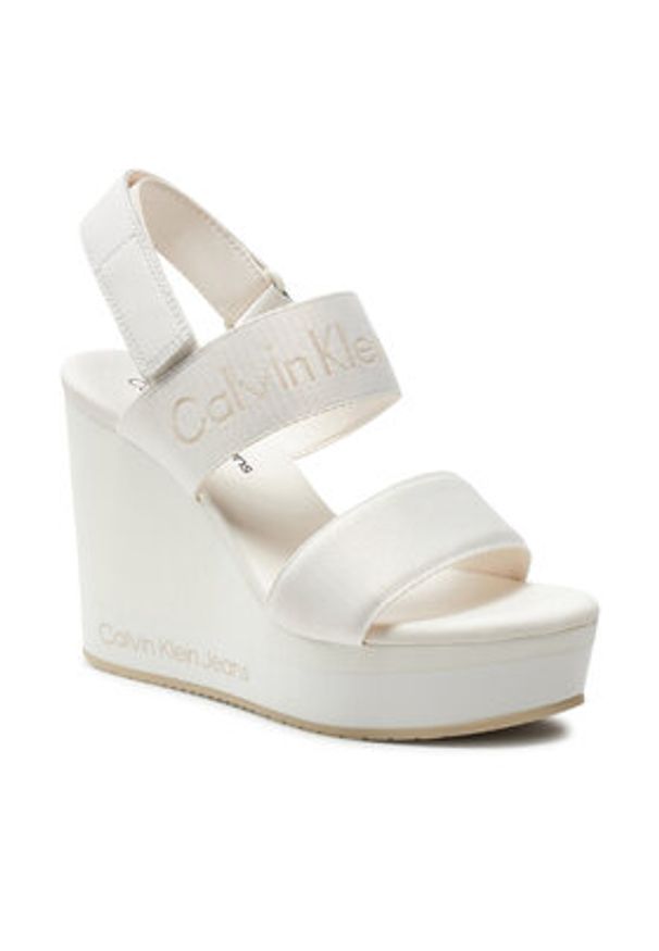Calvin Klein Jeans Sandały Wedge Sandal Webbing In Mr YW0YW01360 Biały. Kolor: biały. Materiał: materiał