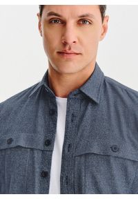 Pako Lorente - PAKO LORENTE - Granatowa koszula overshirt. Okazja: na co dzień. Kolor: niebieski. Materiał: bawełna. Długość rękawa: długi rękaw. Długość: długie. Styl: casual #8