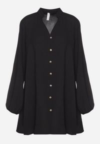 Born2be - Czarna Rozkloszowana Sukienka Pudełkowa z Ozdobnymi Guzikami Alcionete. Okazja: na co dzień. Kolor: czarny. Typ sukienki: proste. Styl: elegancki, casual #6