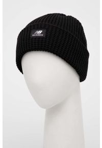 New Balance czapka kolor czarny. Kolor: czarny. Materiał: włókno, dzianina. Wzór: ze splotem #1