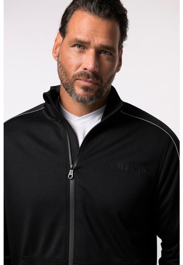 JAY-PI - Męska Bluza dresowa fitness ze stójką QuickDry do 7 XL. Typ kołnierza: kołnierzyk stójkowy. Kolekcja: plus size. Kolor: czarny. Materiał: poliester, materiał. Sport: fitness