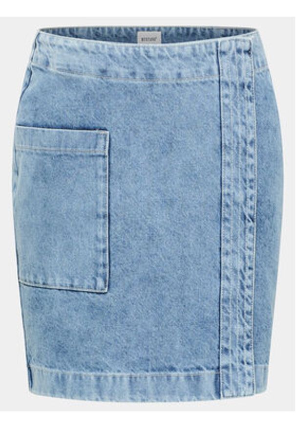 Mustang Spódnica jeansowa Lucile 1014803 Niebieski Regular Fit. Kolor: niebieski. Materiał: bawełna