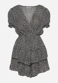 Born2be - Czarna Sukienka z Gumką w Talii z Kopertowym Dekoltem Ianveia. Kolor: czarny. Typ sukienki: kopertowe #3