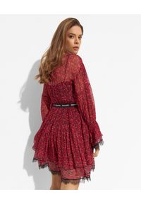 Ermanno Firenze - ERMANNO FIRENZE - Czerwona sukienka mini z wiskozy. Kolor: czerwony. Materiał: wiskoza. Długość rękawa: długi rękaw. Długość: mini #4