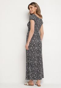 Born2be - Czarna Sukienka z Bufkami przy Rękawach w Kwiaty Neralese. Okazja: na co dzień, na imprezę. Kolor: czarny. Materiał: jeans. Wzór: kwiaty. Sezon: lato. Styl: casual #5