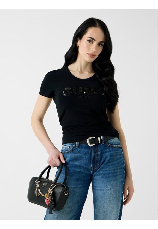 Guess T-Shirt 174863 Czarny Classic Fit. Kolor: czarny