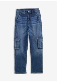 bonprix - Dżinsy ocieplane o kroju loose fit z podszewką polarową, straight. Kolor: niebieski