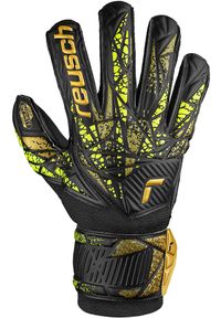 Reusch - Rękawice bramkarskie dziecięce REUSCH Attrakt Infinity Finger Support Junior. Kolor: czarny, żółty, wielokolorowy