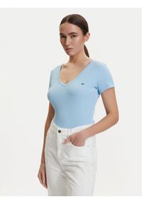 Tommy Jeans T-Shirt DW0DW17385 Niebieski jasny Slim Fit. Kolor: niebieski. Materiał: bawełna #1