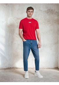 Sinsay - Jeansy carrot z efektem sprania - niebieski. Kolor: niebieski #1