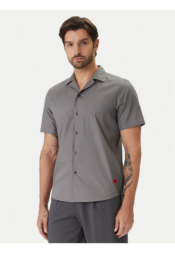Hugo - HUGO Koszula Ellino 50560584 Szary Relaxed Fit. Kolor: szary. Materiał: bawełna