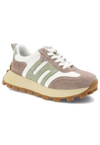 Beżowe Sneakersy Filippo Sportowe Obuwie Damskie. Okazja: na spacer, na co dzień. Kolor: biały. Materiał: zamsz. Szerokość cholewki: normalna. Sport: turystyka piesza #1