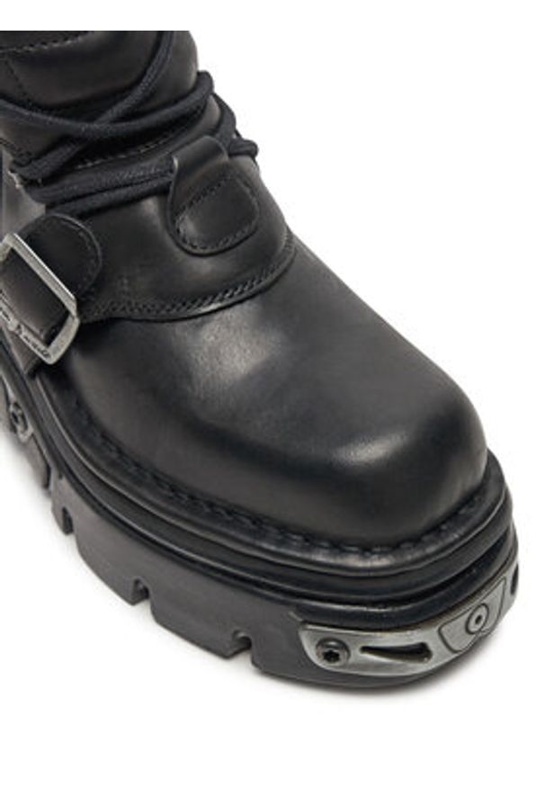 NEW ROCK Glany M-272-S1 Czarny. Kolor: czarny. Materiał: skóra. Styl: rockowy