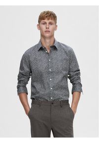 Selected Homme Koszula 16093276 Granatowy Slim Fit. Kolor: niebieski. Materiał: bawełna