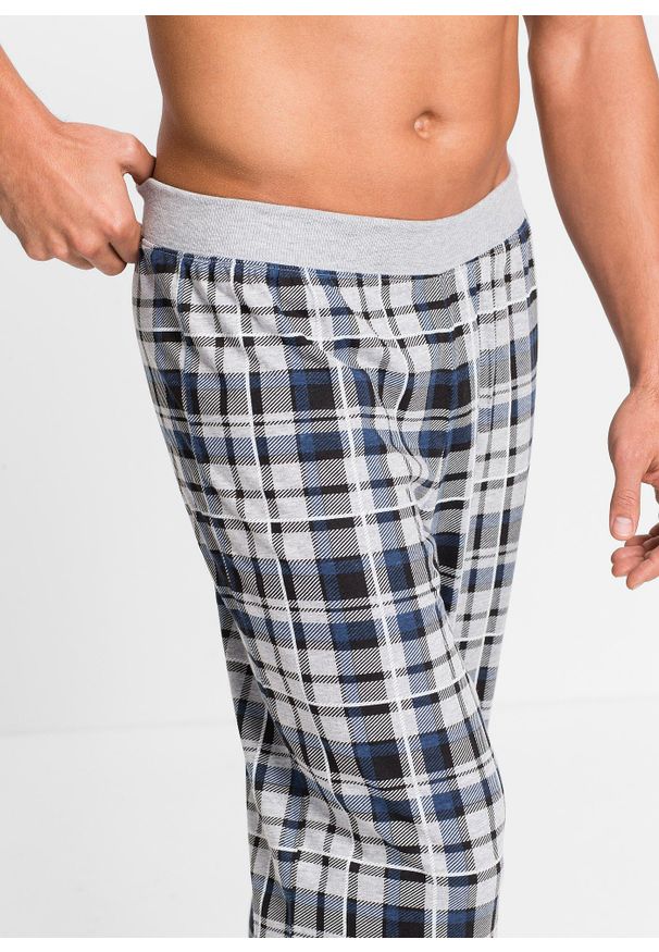 bonprix - Spodnie do spania z dżerseju. Kolor: szary. Materiał: jersey. Długość: długie. Wzór: prążki