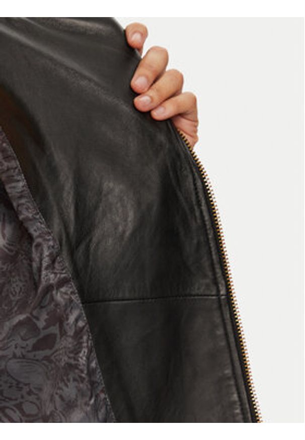 Just Cavalli Kurtka skórzana 77PAVP08 Czarny Loose Fit. Kolor: czarny. Materiał: skóra