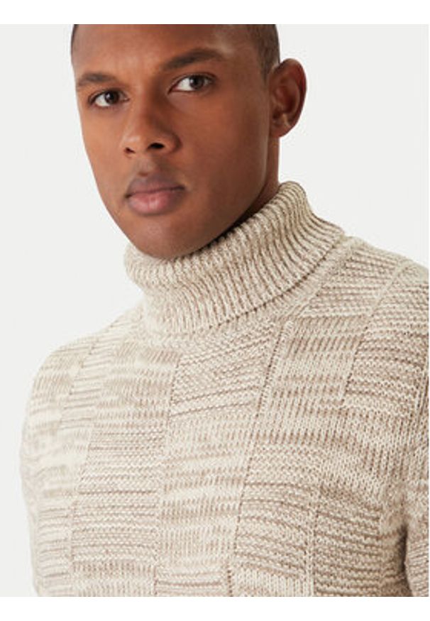 JOOP! Jeans Golf Milsom 30047472 Beżowy Modern Fit. Typ kołnierza: golf. Kolor: beżowy. Materiał: bawełna