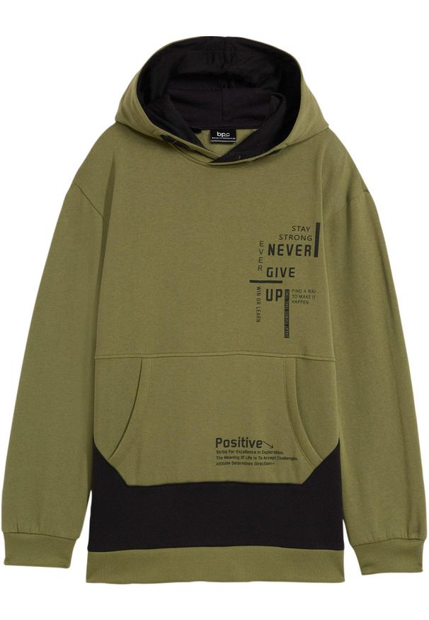 bonprix - Bluza chłopięca z kapturem. Typ kołnierza: kaptur. Kolor: zielony
