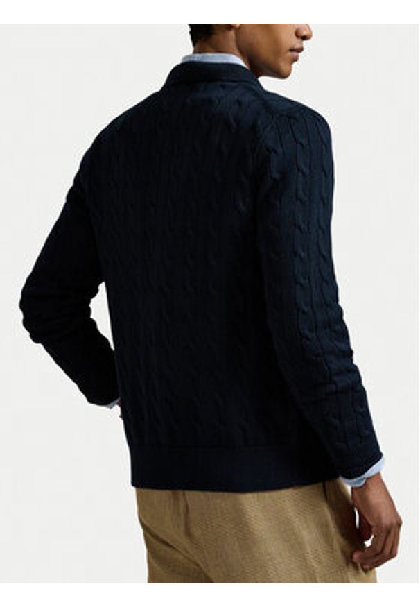 Polo Ralph Lauren Kardigan 710979114002 Granatowy Regular Fit. Typ kołnierza: polo. Kolor: niebieski. Materiał: bawełna