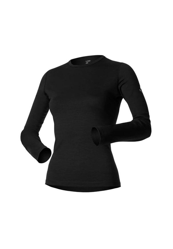 FJORK MERINO - Koszulka z długim rękawem damska 100% wełny merynosów - Bjork 210. Kolor: czarny. Materiał: wełna. Długość rękawa: długi rękaw. Długość: długie. Sezon: zima. Sport: narciarstwo