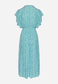 Born2be - Zielona Bawełniana Sukienka Rozkloszowana w Cętki z Ozdobnymi Guzikami Alulune. Okazja: na co dzień. Typ kołnierza: dekolt w kształcie V. Kolor: zielony. Materiał: bawełna. Długość rękawa: krótki rękaw. Styl: elegancki, casual #5