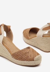 Born2be - Brązowe Sandały na Plecionym Koturnie z Wiązaniem Taloriela. Okazja: na co dzień. Kolor: brązowy. Sezon: lato. Obcas: na koturnie. Styl: casual, elegancki #3