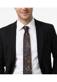 Męski Krawat - Brązowy w Kwiaty - Alties. Kolor: beżowy, wielokolorowy, brązowy. Materiał: tkanina. Wzór: kwiaty. Styl: elegancki, wizytowy #2