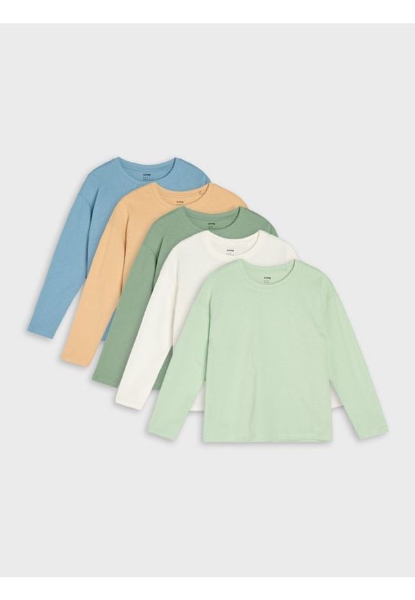 Sinsay - Bawełniane koszulki basic 5 pack - żółty. Kolor: żółty. Materiał: bawełna