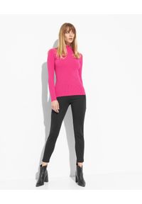 Ermanno Firenze - ERMANNO FIRENZE - Różowy prążkowany sweter z logo. Kolor: różowy, wielokolorowy, fioletowy. Materiał: prążkowany. Długość: długie #3