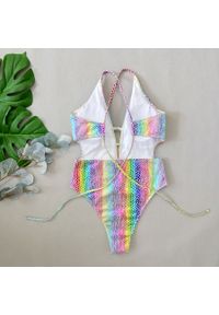 Intica - Strój kąpielowy jednoczęściowy w wzór rybiej łuski na plażę i basen Metanet. Kolor: wielokolorowy. Materiał: materiał #4