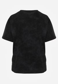 Renee - Czarny Bawełniany T-shirt Oversize z Haftowanym Napisem z Cekinami Talomora. Okazja: na imprezę, na co dzień. Kolor: czarny. Materiał: bawełna. Wzór: haft, napisy. Styl: rockowy, casual #2