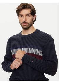 TOMMY HILFIGER - Tommy Hilfiger Sweter MW0MW37246 Granatowy Regular Fit. Kolor: niebieski. Materiał: bawełna #3