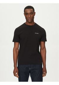 Calvin Klein T-Shirt Linear Box Logo K10K114152 Czarny Regular Fit. Kolor: czarny. Materiał: bawełna