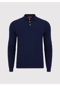 Pako Lorente - PAKO LORENTE – Męski granatowy sweter z kołnierzykiem polo. Typ kołnierza: polo. Kolor: czarny, niebieski. Materiał: wełna. Sezon: jesień, zima #5