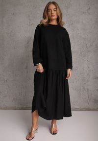 Renee - Czarna Pudełkowa Sukienka z Bawełny Chalisia. Kolor: czarny. Materiał: bawełna. Typ sukienki: proste. Styl: street #1