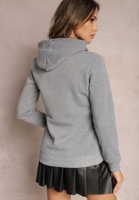 Renee - Szara Bluza z Kapturem i Ozdobnym Nadrukiem Kliorre. Typ kołnierza: kaptur. Kolor: szary. Wzór: nadruk