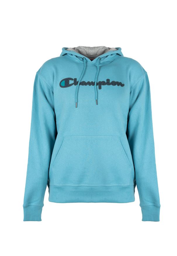 Champion Bluza "Hoodie" | HBGF89H586N9A | Mężczyzna | Błękitny. Okazja: na co dzień. Typ kołnierza: kaptur. Kolor: niebieski. Materiał: bawełna, poliester. Wzór: aplikacja. Styl: casual