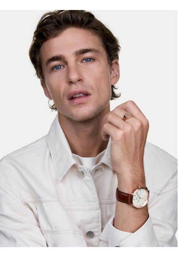 Daniel Wellington Zegarek Classic Day Display 40 DW00100829 Różowe złoto. Kolor: różowy, złoty, wielokolorowy. Materiał: skóra
